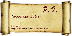 Pecsenye Iván névjegykártya